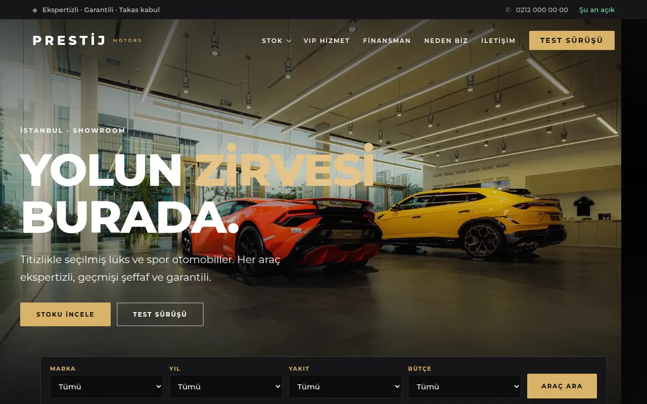 Premium Oto Galeri Web Sitesi — Prestij Motors Lüks Galeri